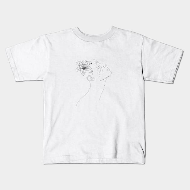 Sensual woman with flower Kids T-Shirt by RosaliArt